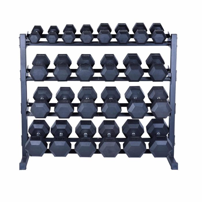 5-35 KG Rubber Hex Dumbbell Set With Stand