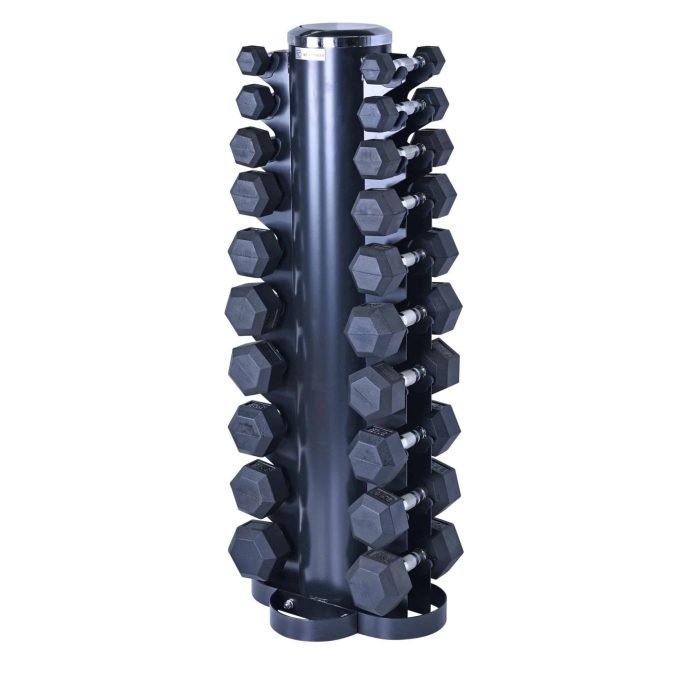 Rubber Hex Dumbbell 1-10 Kg Set including all Black stand