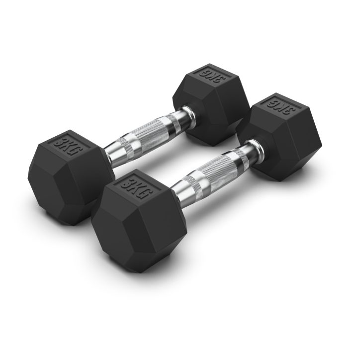 Rubber Hex Dumbbells (Pair)