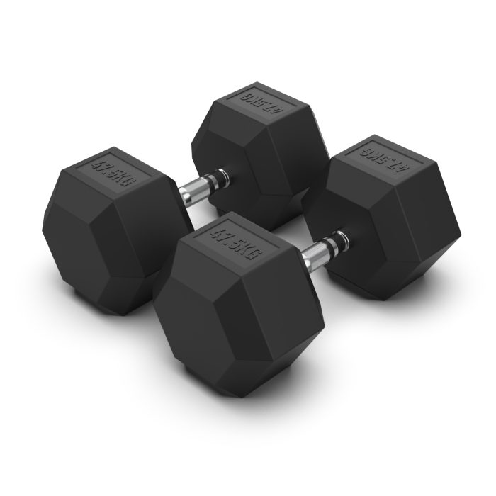 47.5KG Rubber Hex Dumbbell PAIR