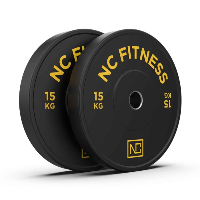 Bumper Plate 2 X 15kg Black Rubber with Colour Print