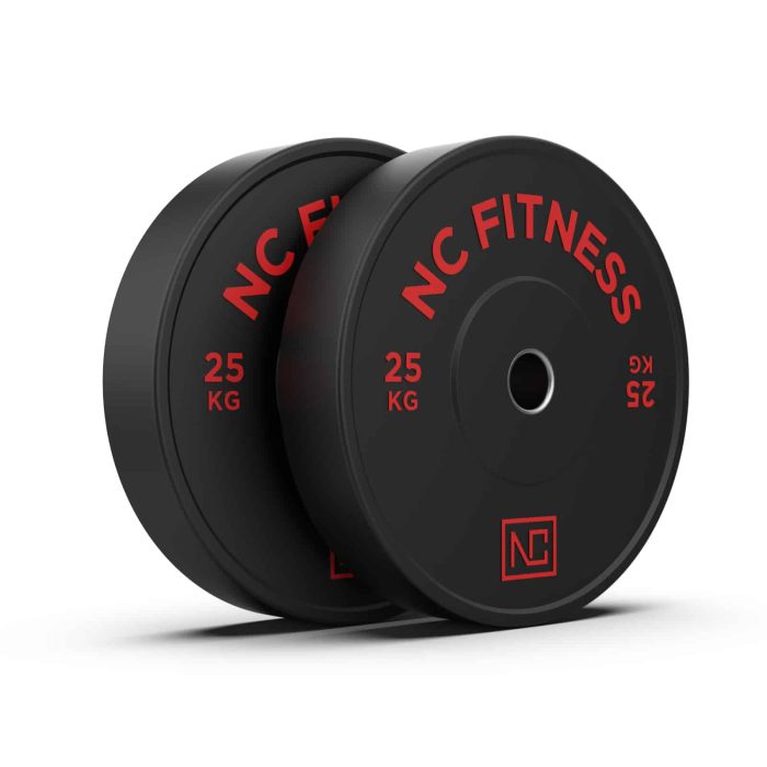 Bumper Plate 2 X 25kg Black Rubber with Colour Print