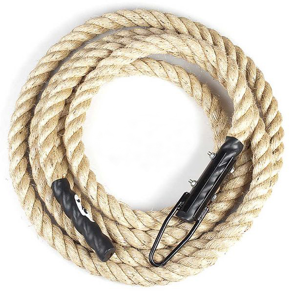 Natural coloured climbing rope with sealed ends